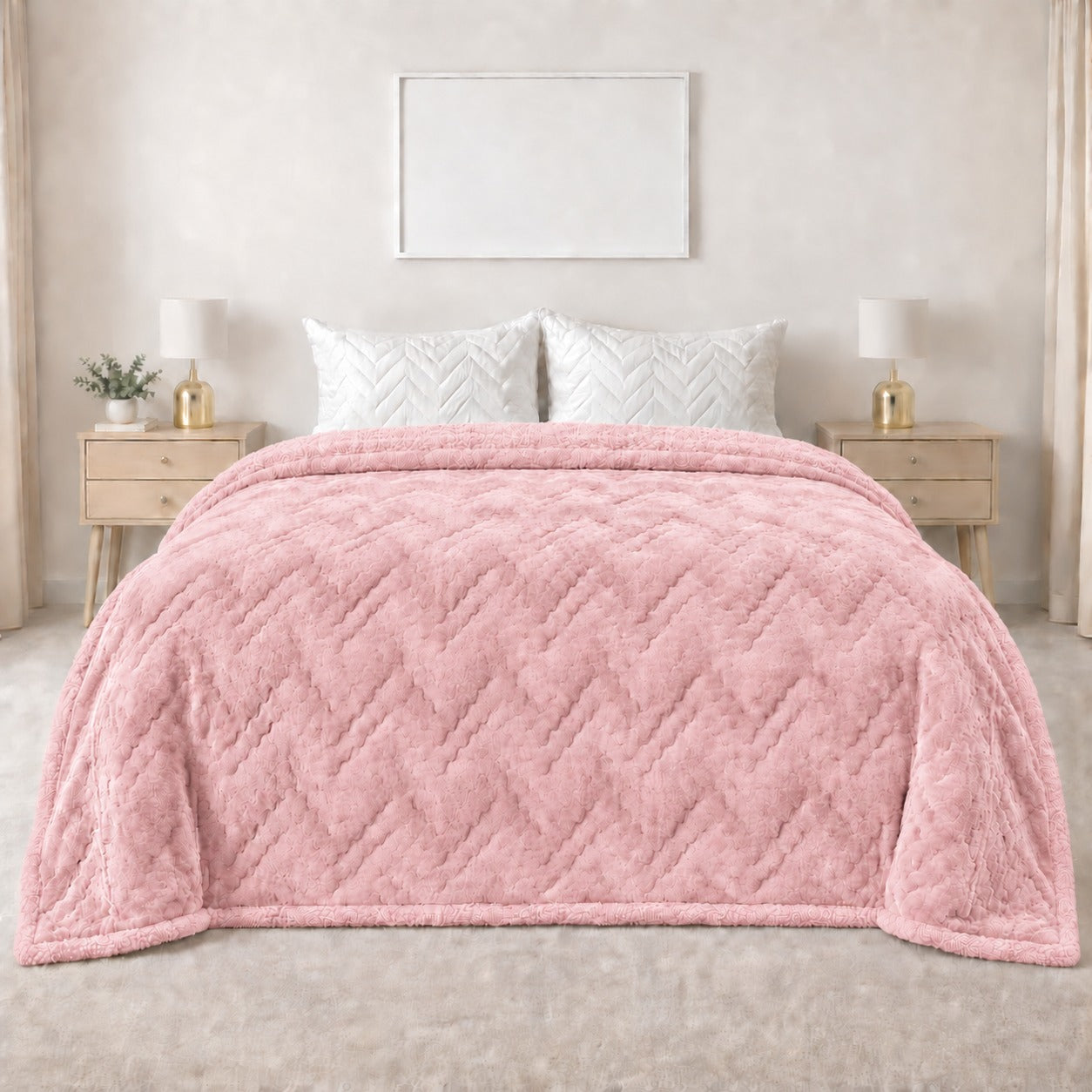 Edredón Sobrecamero Conejo Zigzag Rosa