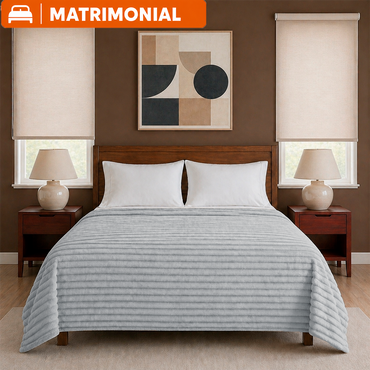 Cobertor Zanjas Matrimonial Gris