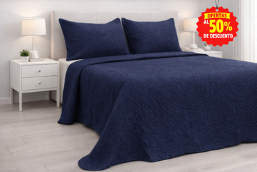 Colcha King Size Matt Satín Navy