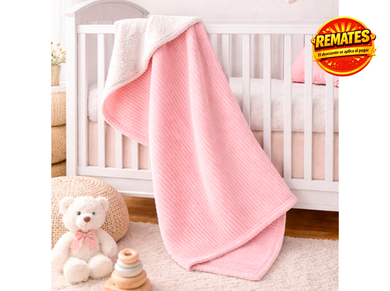 Cobertor Bonded Stripe Baby Rosa - Frazada