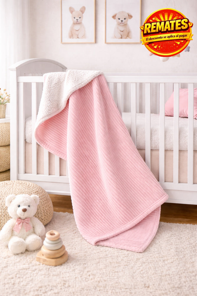 Cobertor Bonded Stripe Baby Rosa Frazada