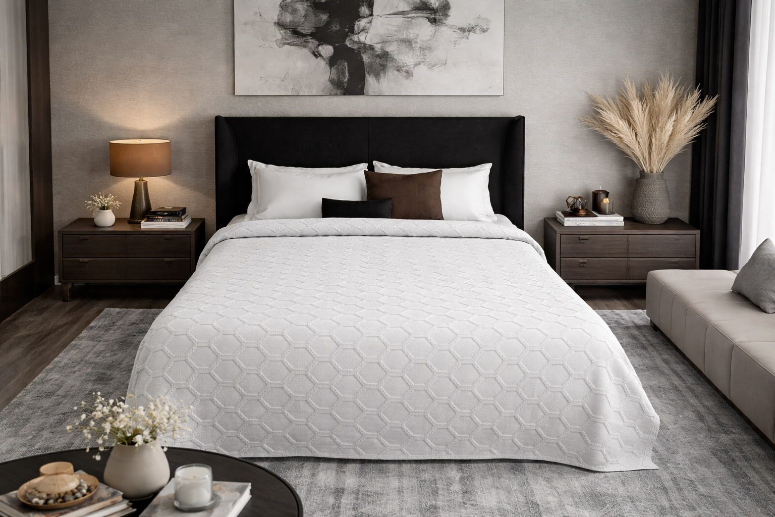 Cobertor Tufted Matrimonial Gris