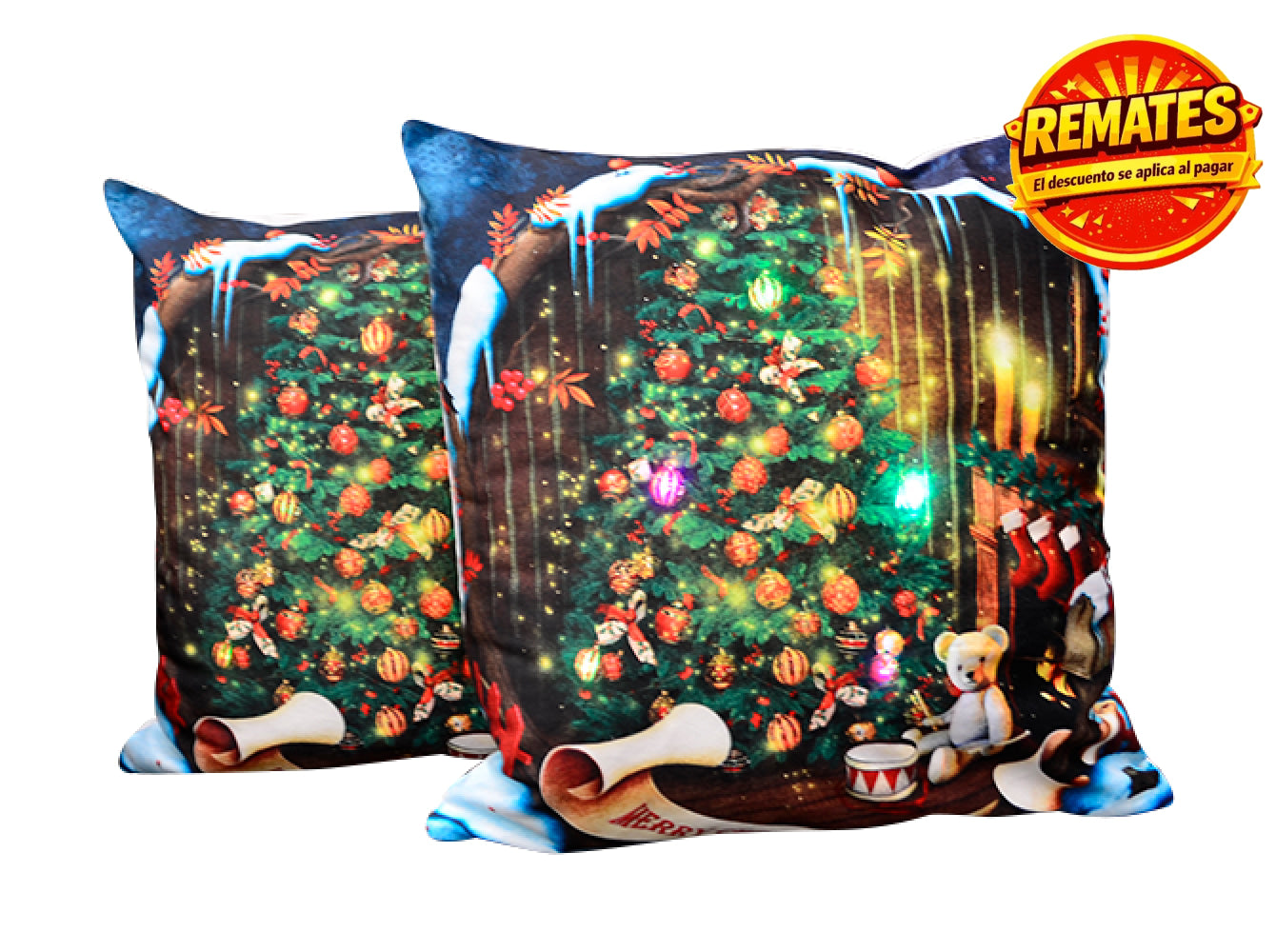 Cojín Con Luz Navideño Árbol Cojin