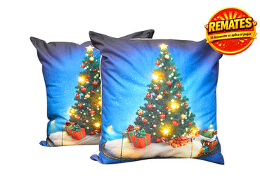 Cojín Con Luz Navideño Árbol y Tren Cojin