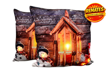 Cojín Con Luz Navideño Muñeco de Nieve Cojin