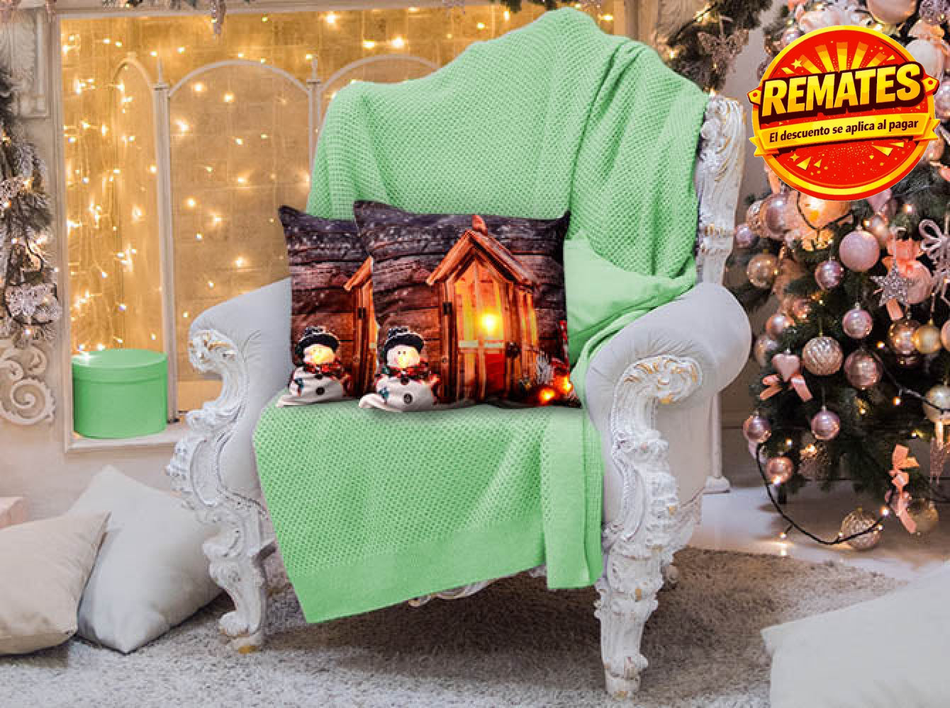 Cojín Con Luz Navideño Muñeco de Nieve Cojin