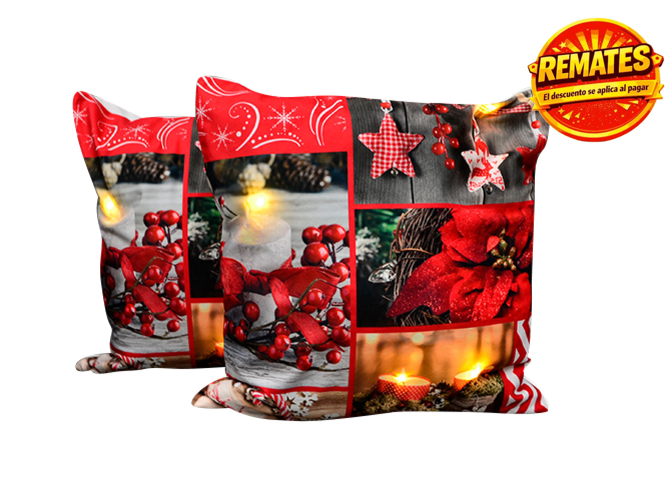 Cojín Con Luz Navideño Noche Buena Cojin