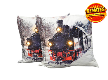 Cojín Con Luz Navideño Tren Negro Cojin