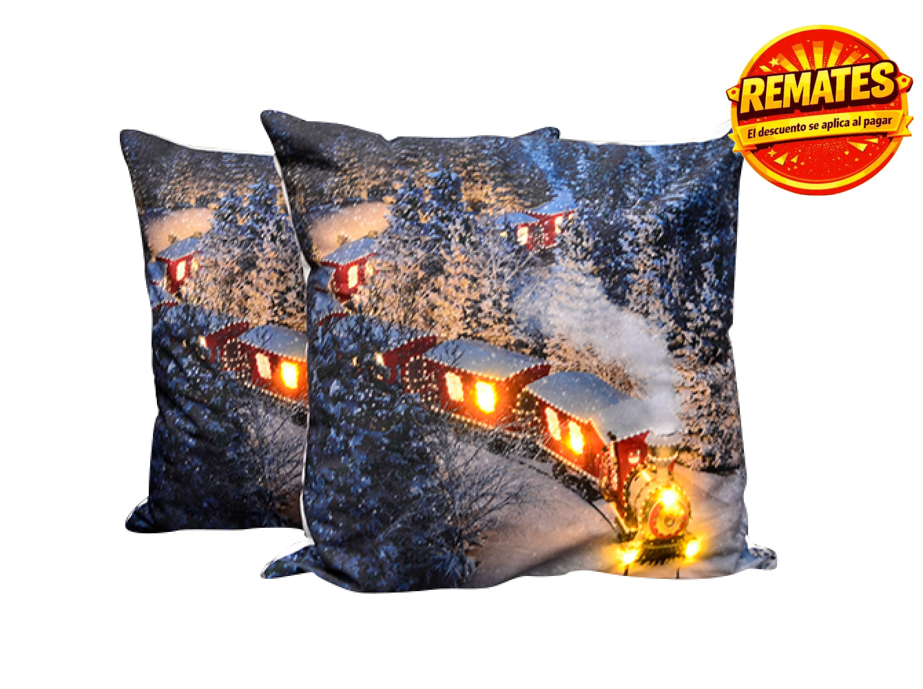 Cojín Con Luz Navideño Tren Rojo Cojin
