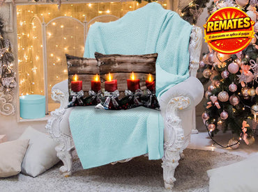 Cojín Con Luz Navideño Velas Cojin