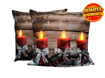 Cojín Con Luz Navideño Velas Cojin