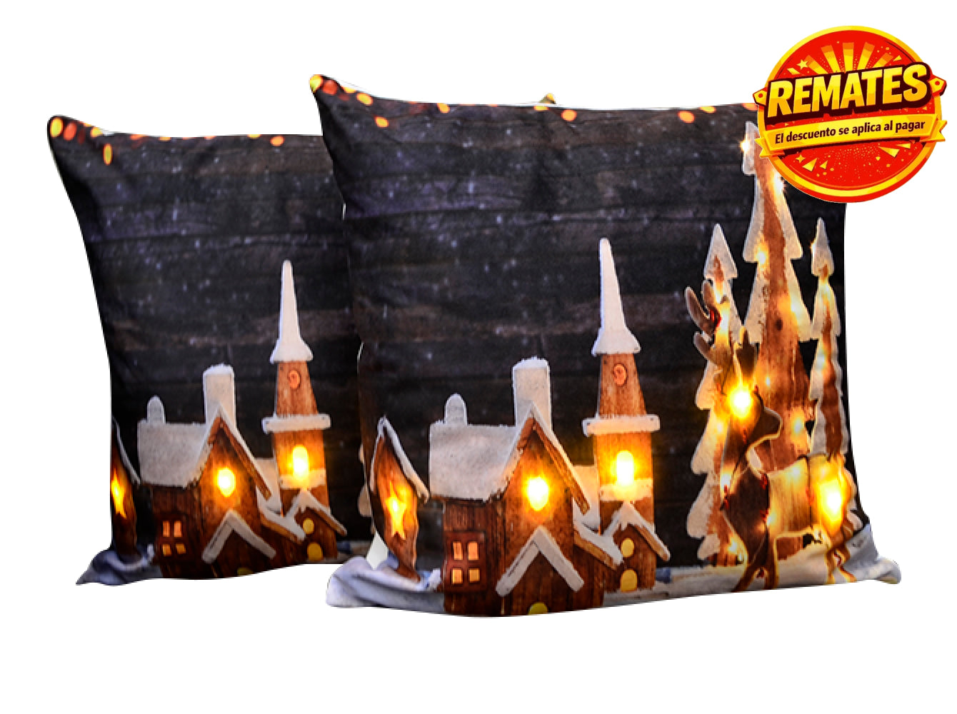 Cojín Con Luz Navideño Villa Gengibre
