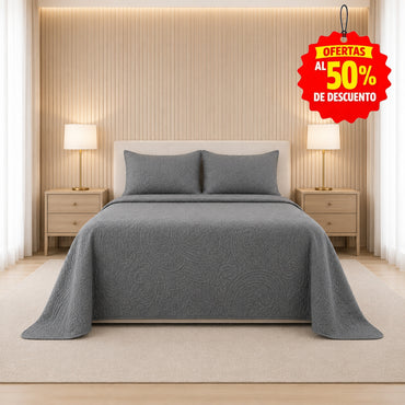 Colcha King Size Matt Satín Gris Oxford - Colchas