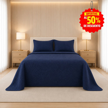 Colcha King Size Matt Satín Navy - Colchas