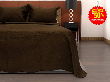 Colcha Matrimonial Matt Satín Chocolate Colchas