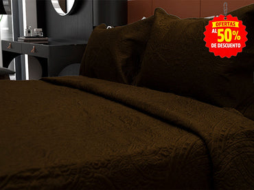 Colcha Matrimonial Matt Satín Chocolate Colchas