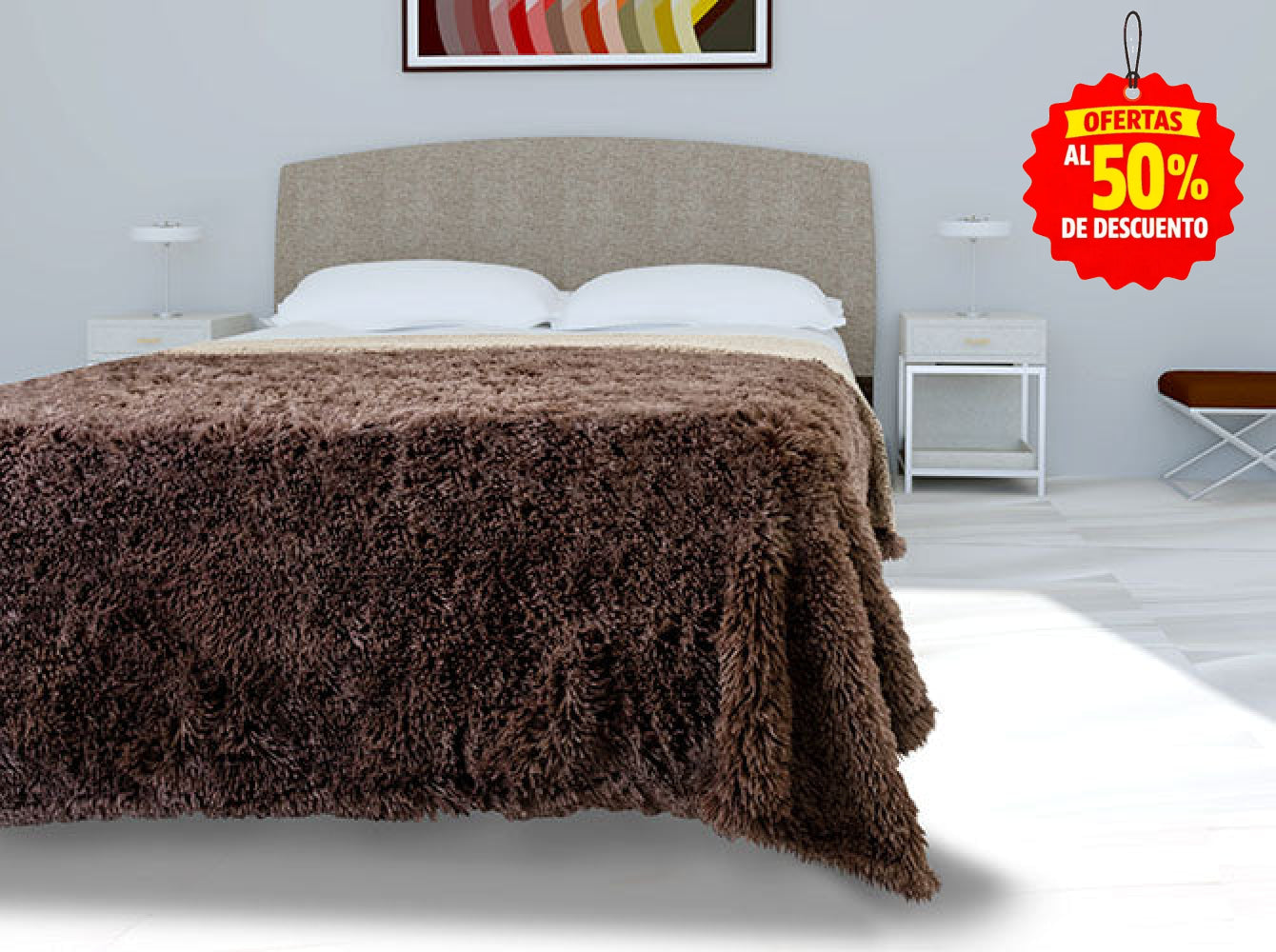 Colcha Peluda Bonded Sobrecamero Chocolate