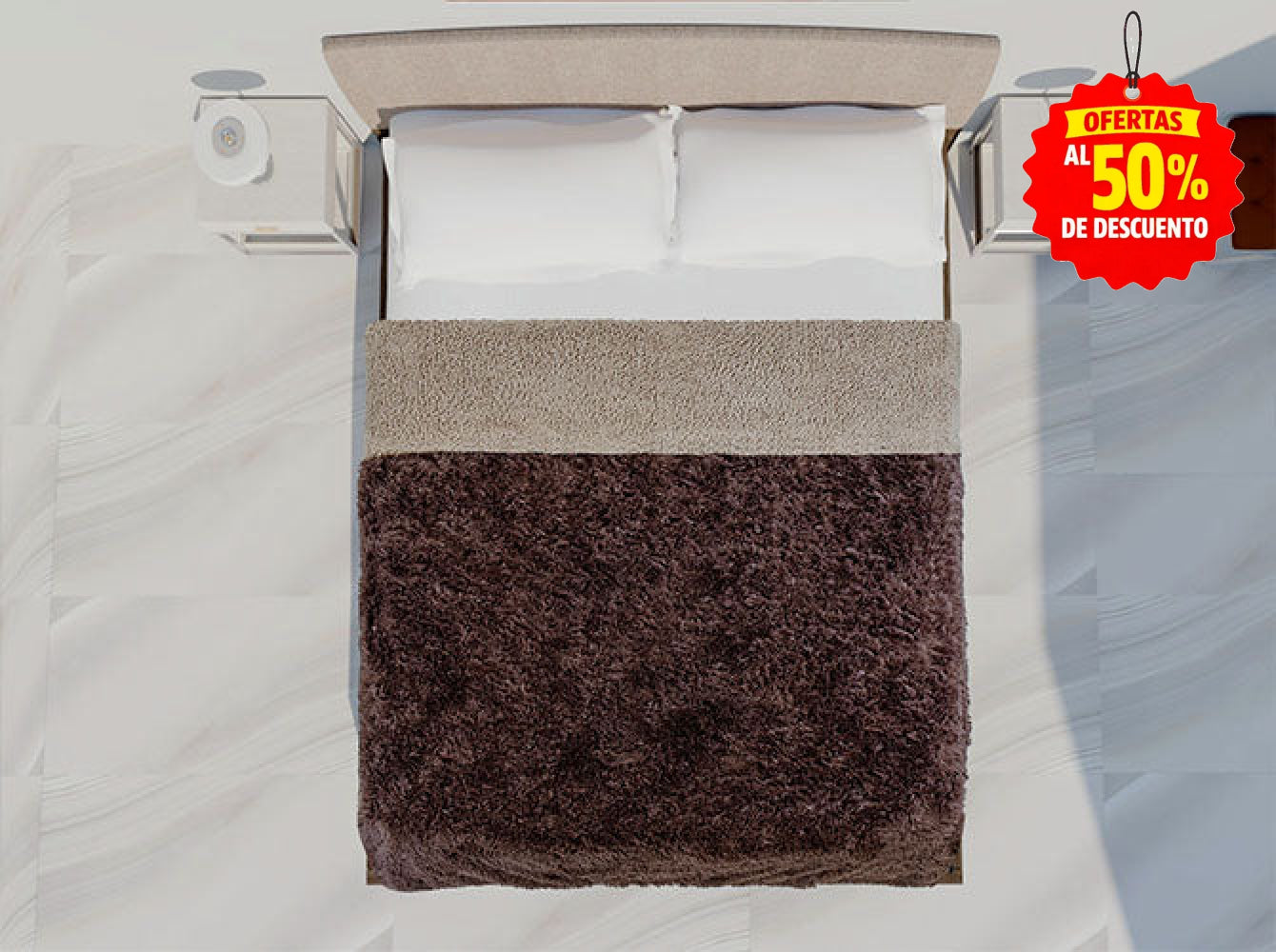 Colcha Peluda Bonded Sobrecamero Chocolate