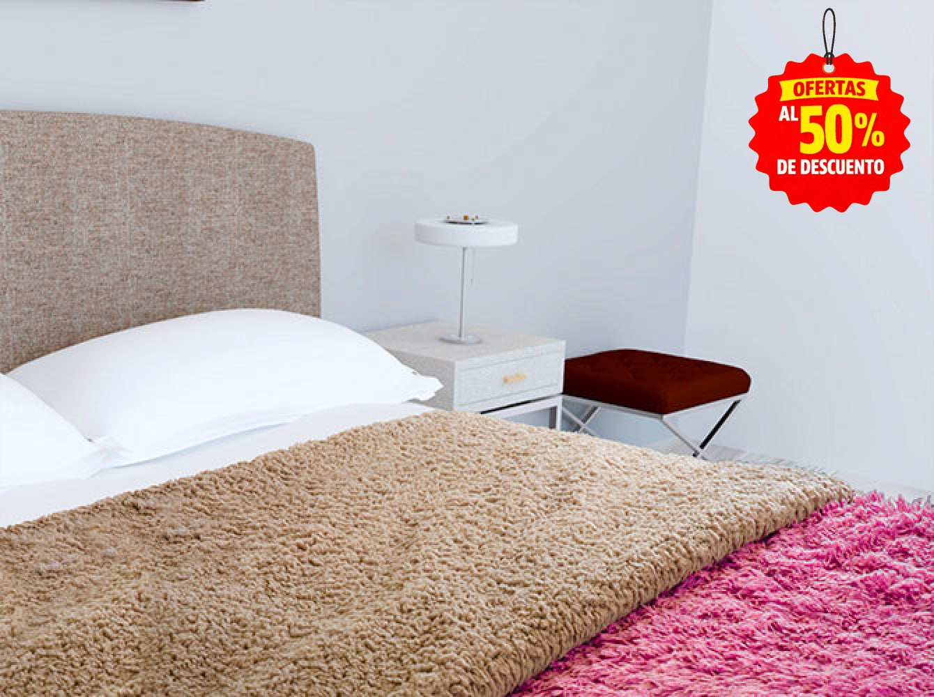 Colcha Peluda Bonded Sobrecamero Fucsia Colcha