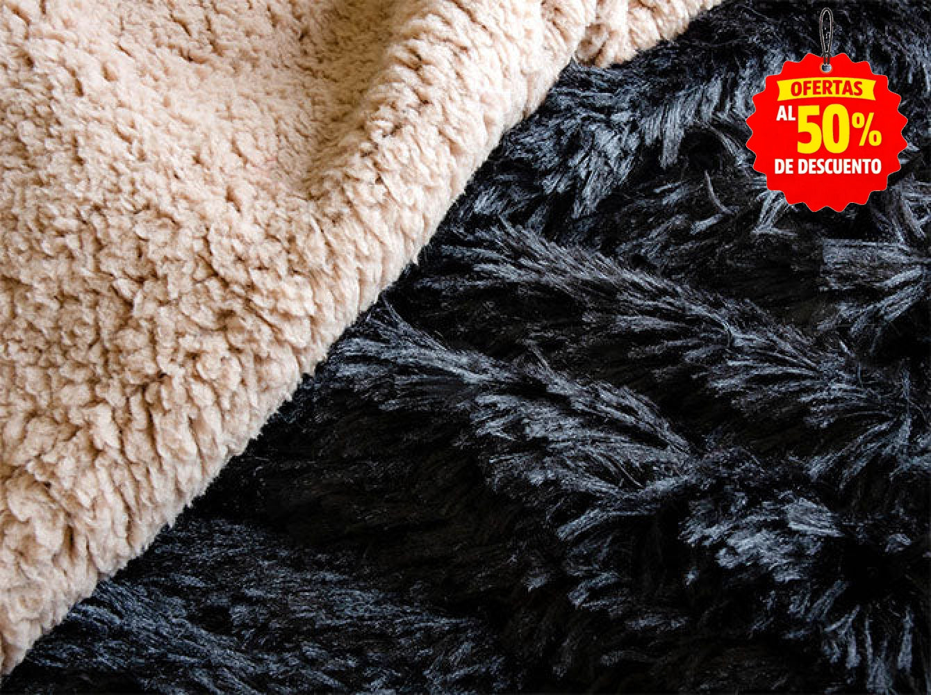 Colcha Peluda Bonded Sobrecamero Negro
