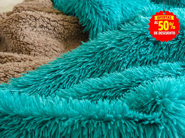 Colcha Peluda Bonded Sobrecamero Turquesa