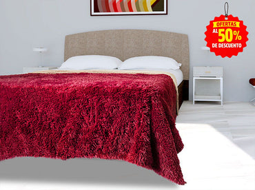 Colcha Peluda Bonded Sobrecamero Vino