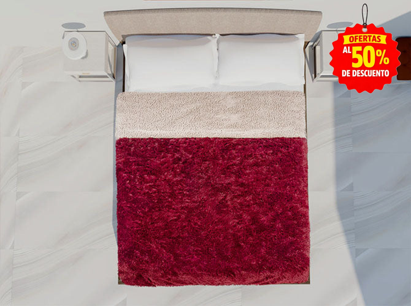 Colcha Peluda Bonded Sobrecamero Vino