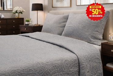 Colcha Matrimonial Matt Satín Gris
