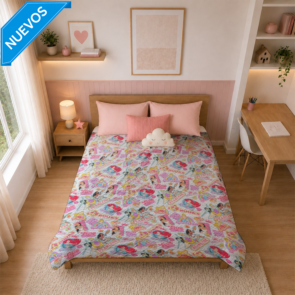Colcha Disney Patchwork Matrimonial Princesas