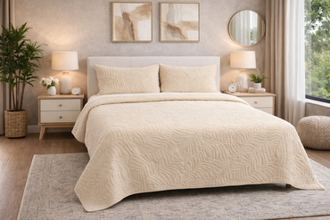 Colcha Durazno Matrimonial Beige