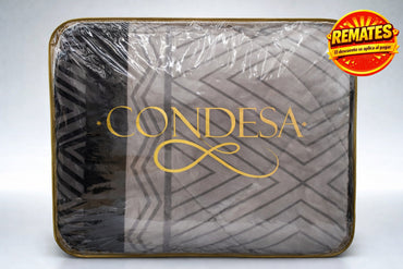 Edredón Borrego Condesa Matrimonial Rombos Gris y Negro Edredones