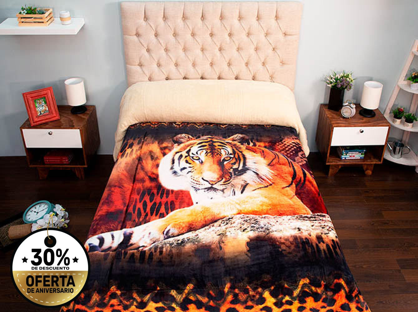 Edredón Matrimonial Borrego Digital Tigre Piel Edredones