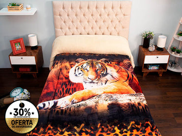Edredón Matrimonial Borrego Digital Tigre Piel Edredones