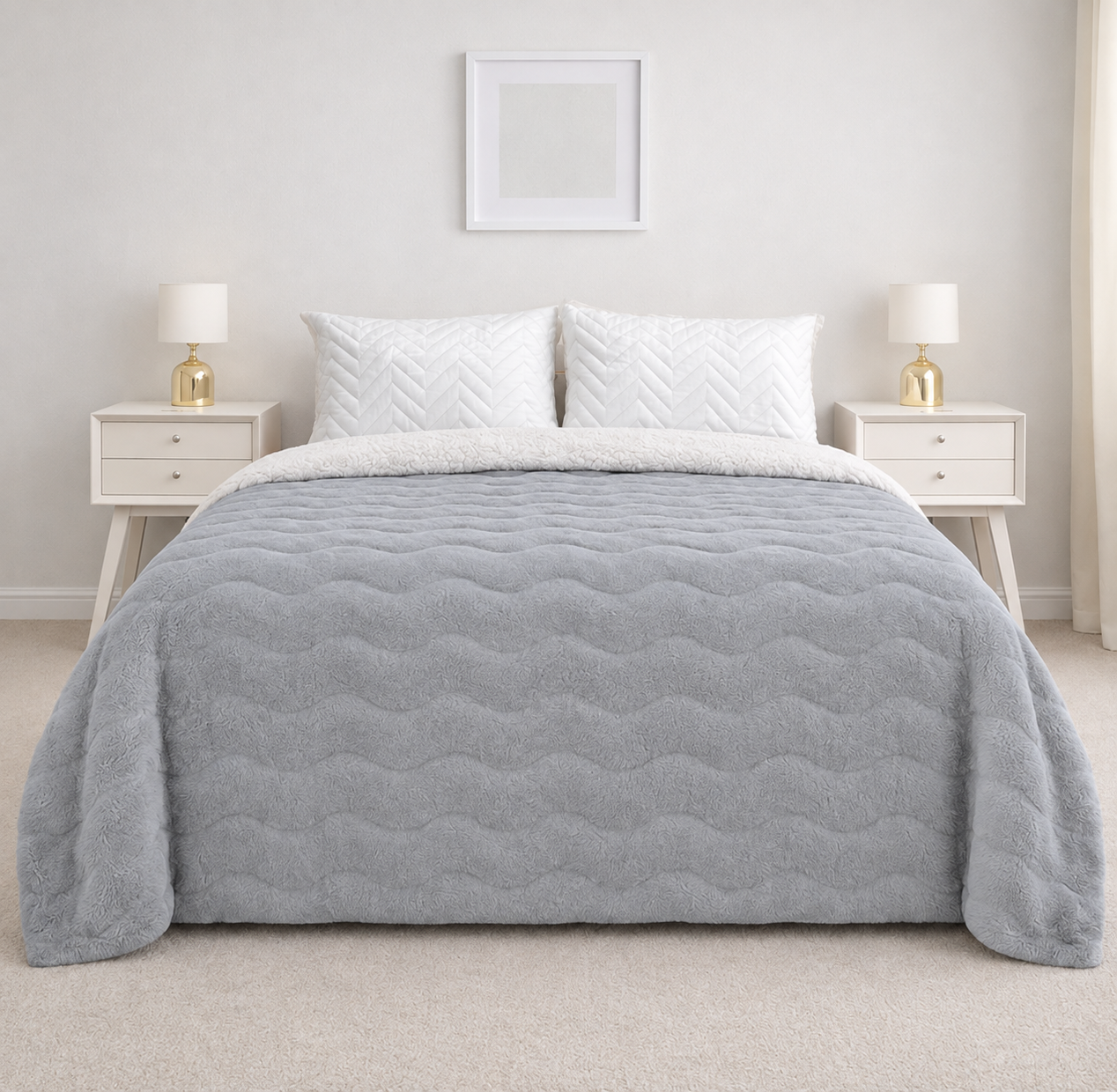 Edredón King Size Rabbit Gris Olas