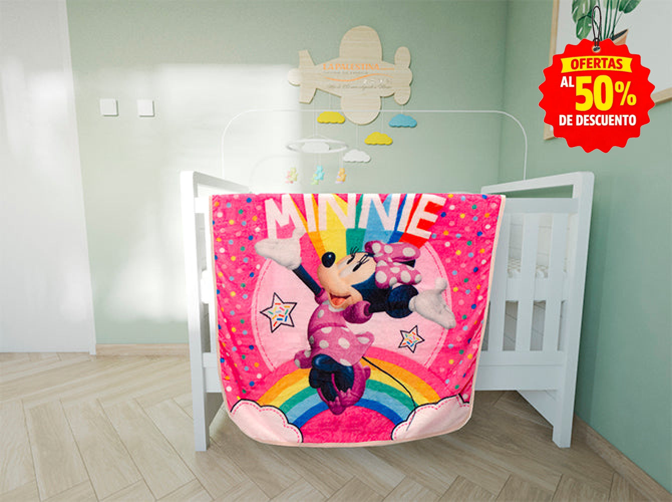 Frazada Baby Tersupiel Minnie Rainbow Frazadas