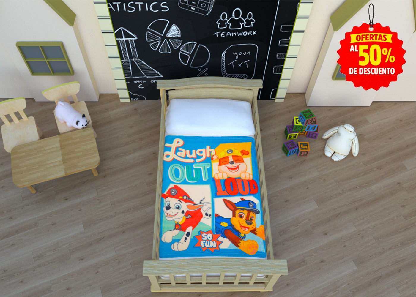 Frazada Baby Tersupiel Paw Patrol Celeste Frazadas