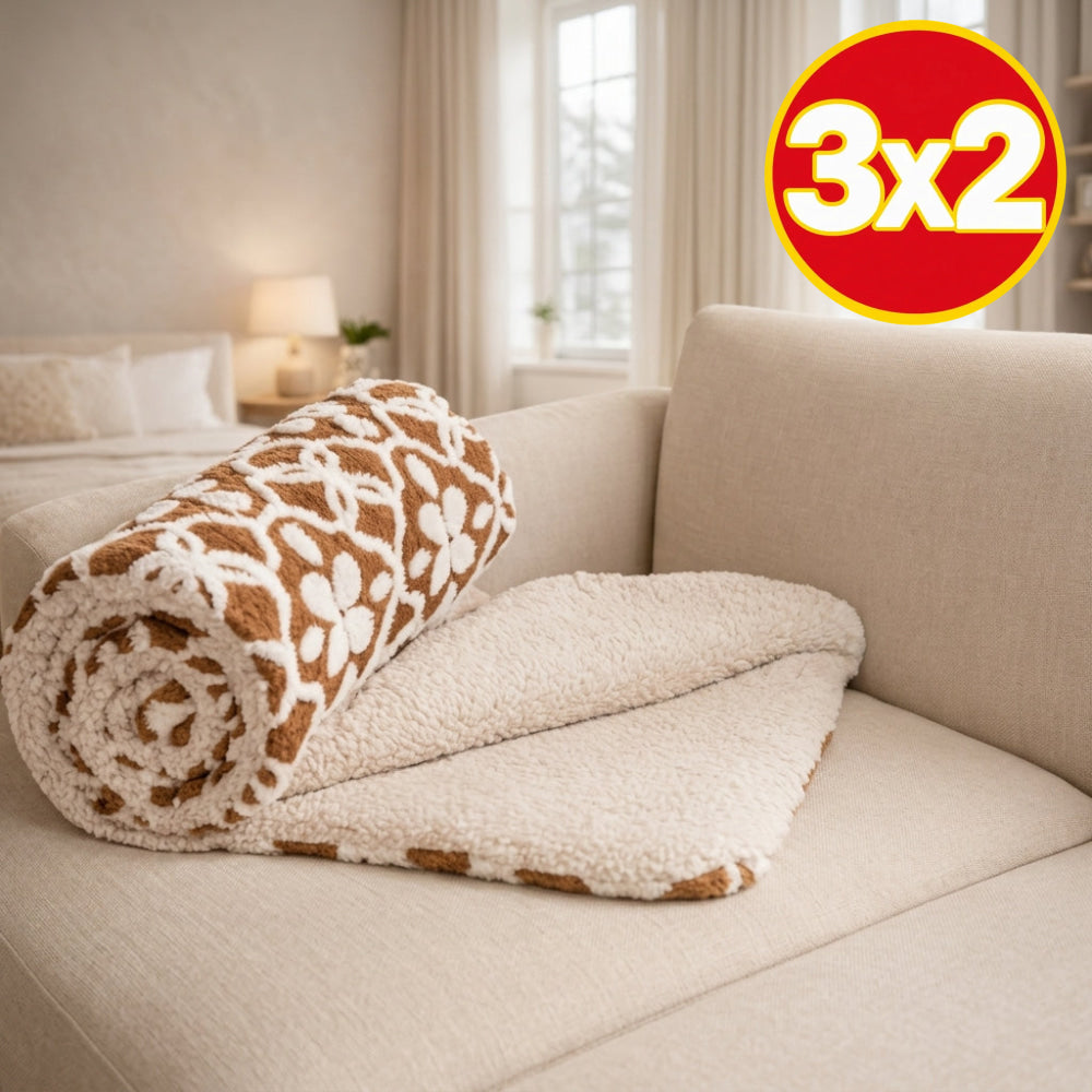 Frazada Tufted Bicolor Café con Blanco - Frazada