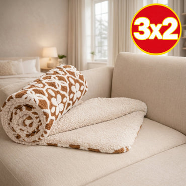 Frazada Tufted Bicolor Café con Blanco - Frazada