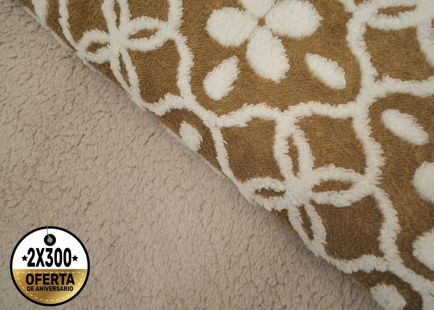 Frazada Tufted Bicolor Café con Blanco Frazada