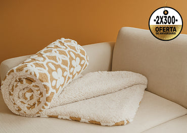 Frazada Tufted Bicolor Café con Blanco Frazada