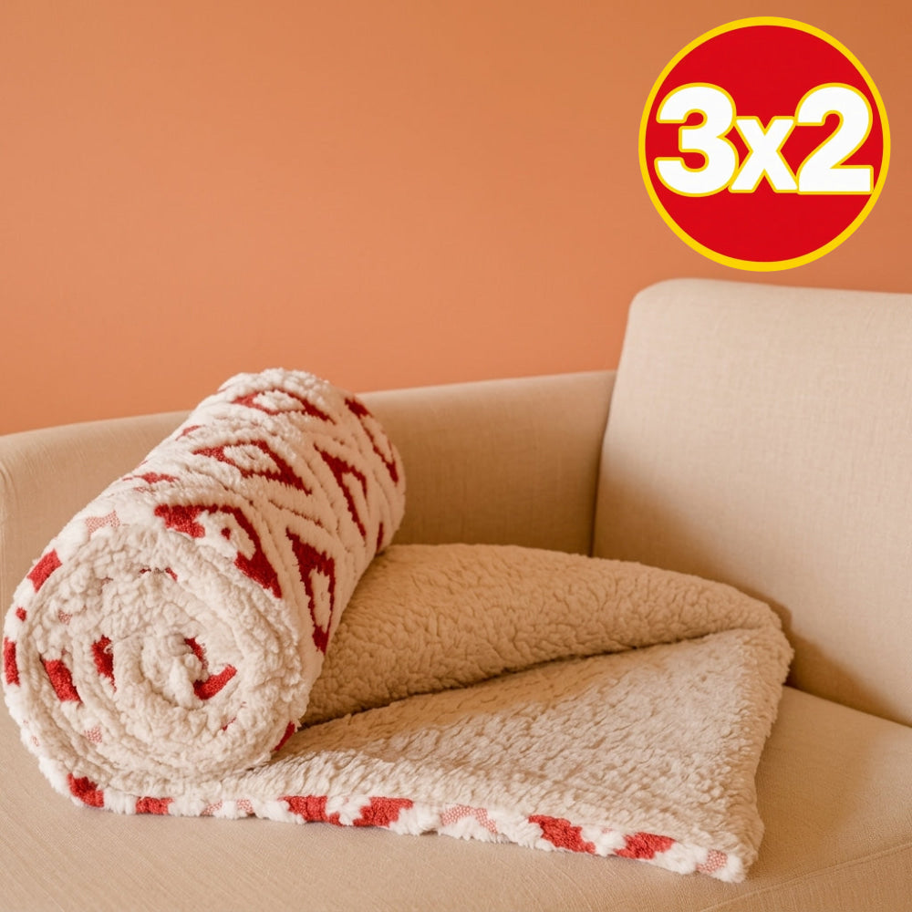 Frazada Tufted Bicolor Rojo con Blanco - Frazada