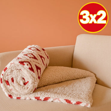 Frazada Tufted Bicolor Rojo con Blanco - Frazada