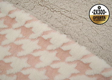 Frazada Tufted Bicolor Rosa con Blanco Frazada