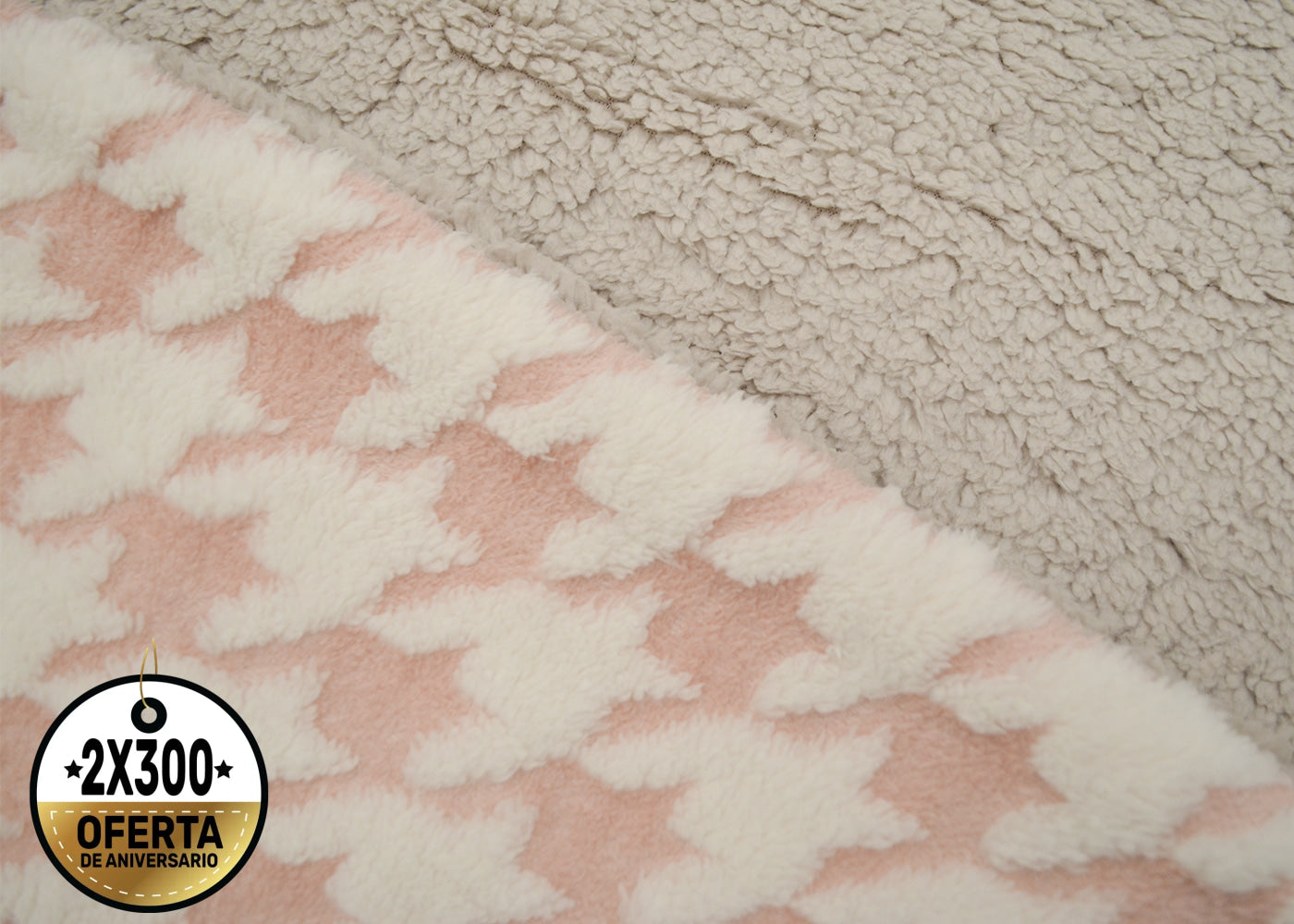 Frazada Tufted Bicolor Rosa con Blanco Frazada