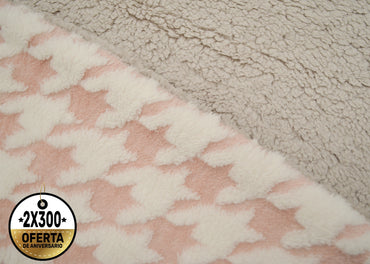 Frazada Tufted Bicolor Rosa con Blanco Frazada