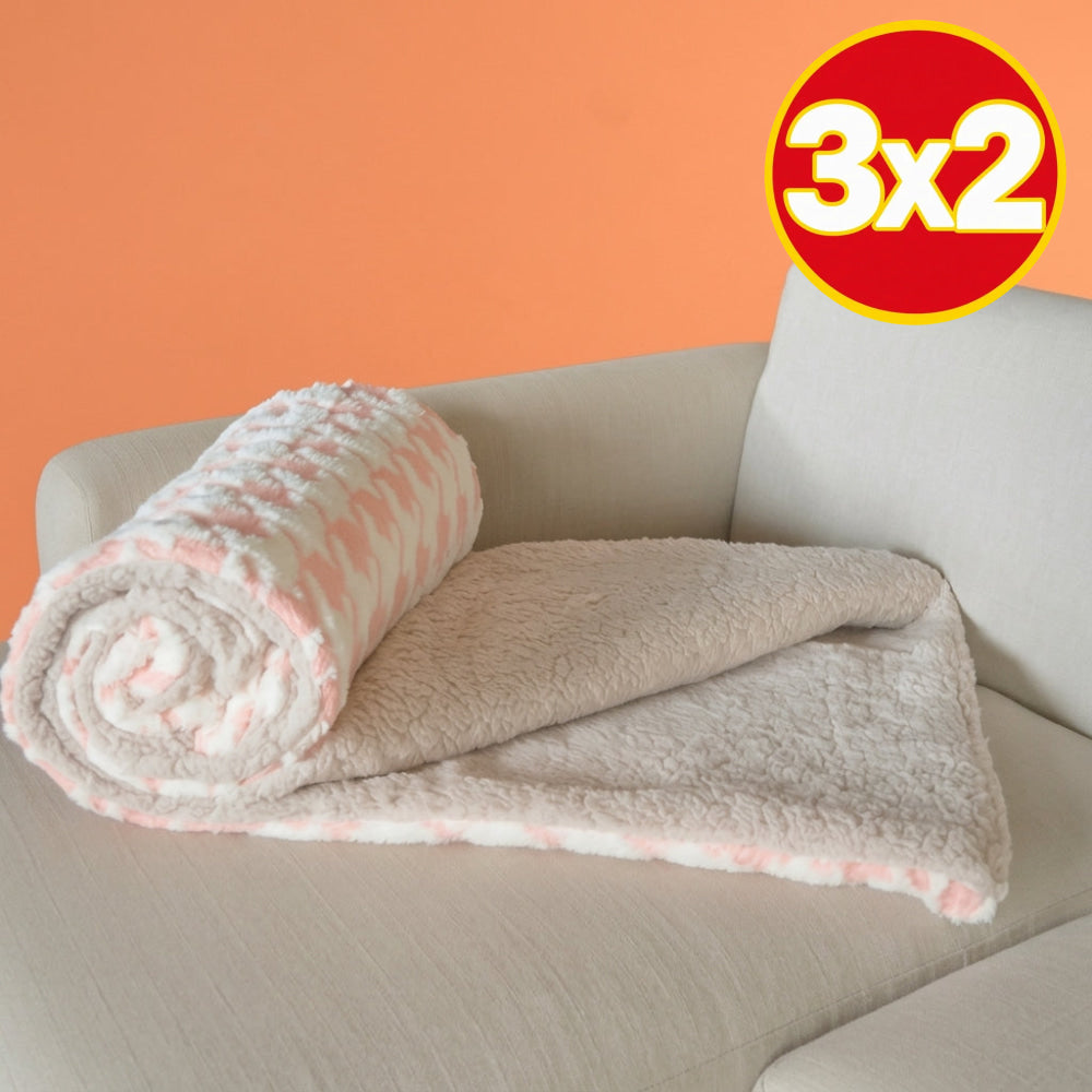 Frazada Tufted Bicolor Rosa con Blanco - Frazada