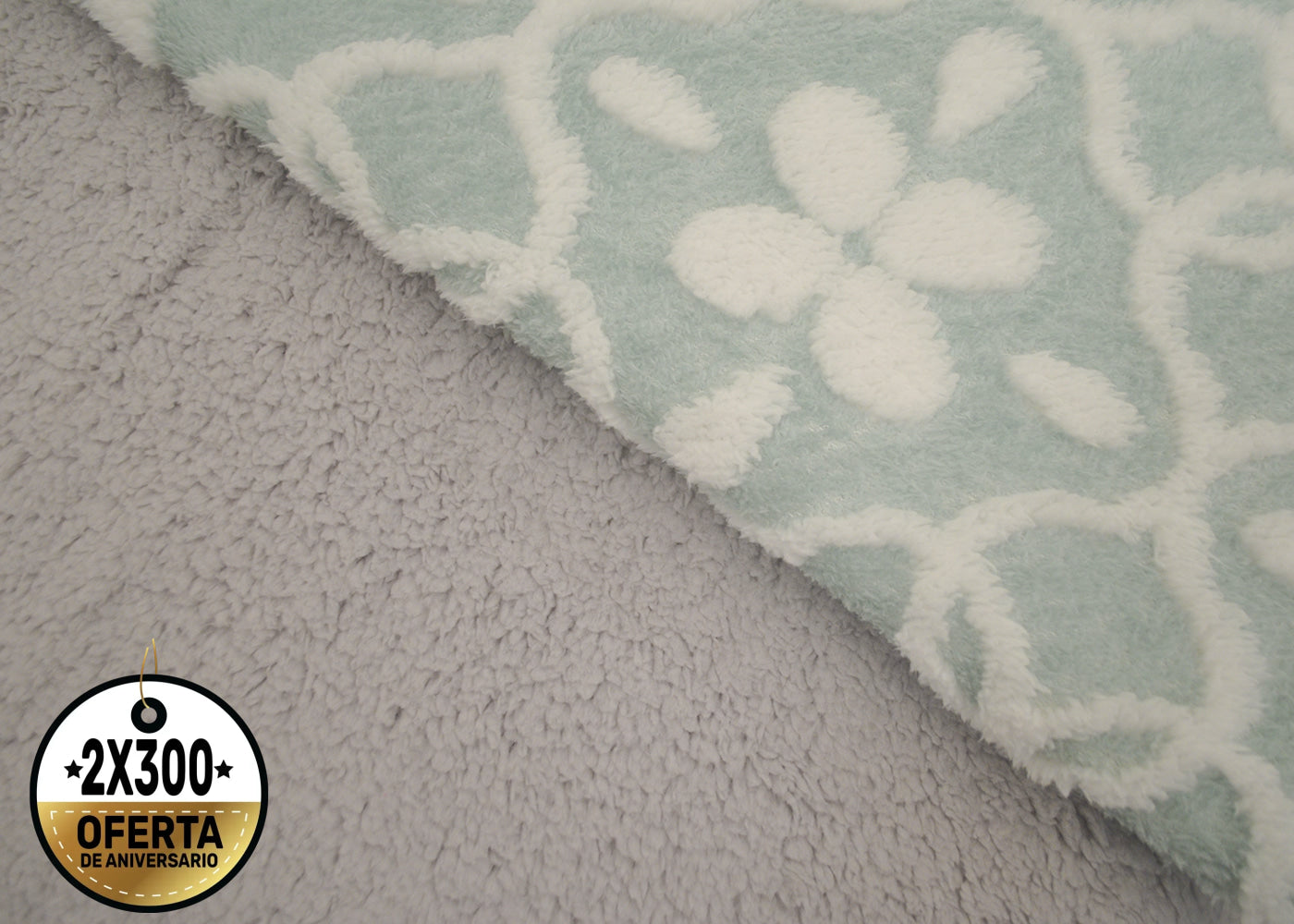 Frazada Tufted Bicolor Turquesa con Blanco Frazada