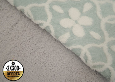 Frazada Tufted Bicolor Turquesa con Blanco Frazada