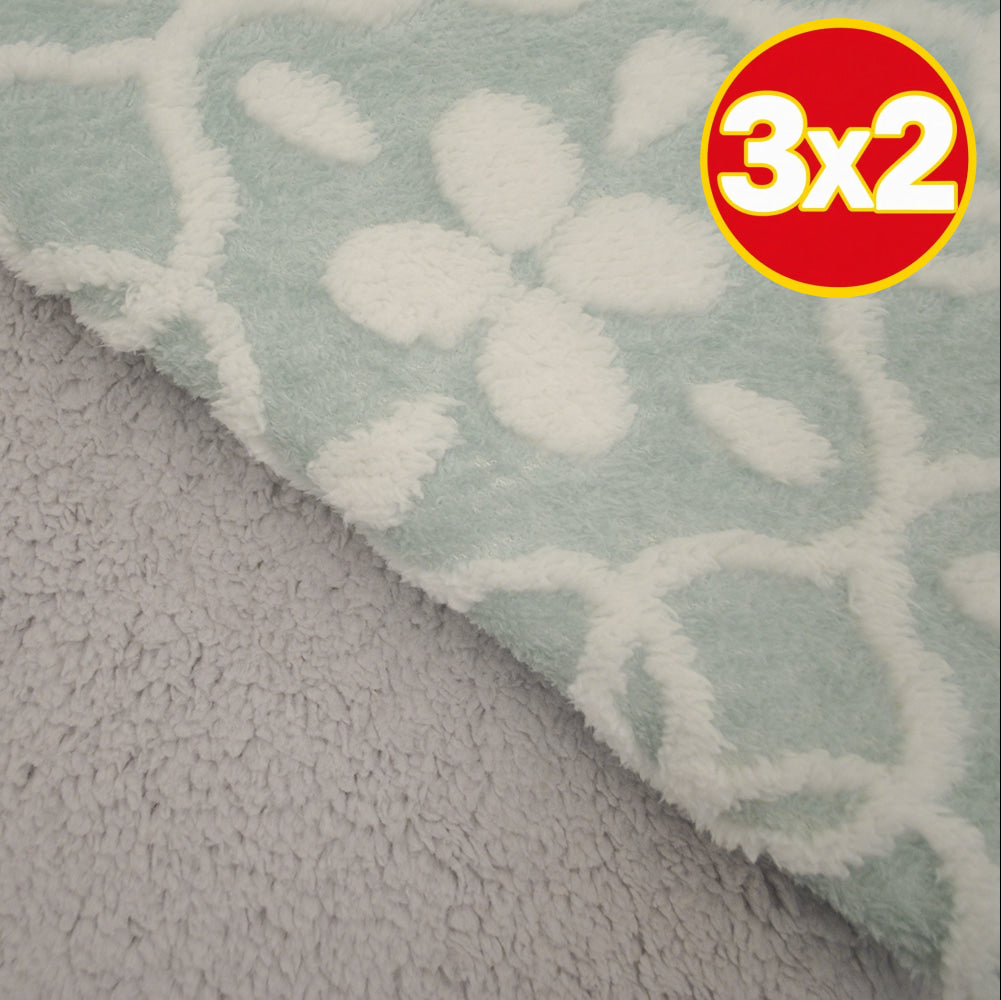 Frazada Tufted Bicolor Turquesa con Blanco Frazada