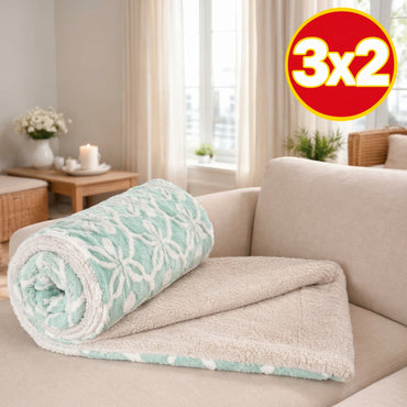 Frazada Tufted Bicolor Turquesa con Blanco - Frazada